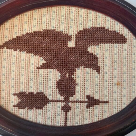 VINTAGE Wall Decot Embroidered Colonial Style Samplers Set of Two 8" x 6" - Picture 4 of 9